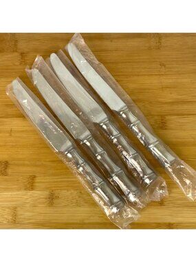 Lifetime Cutlery IC Bamboo Set of 4 Dinner Knives Stainless Steel Flatware Japan